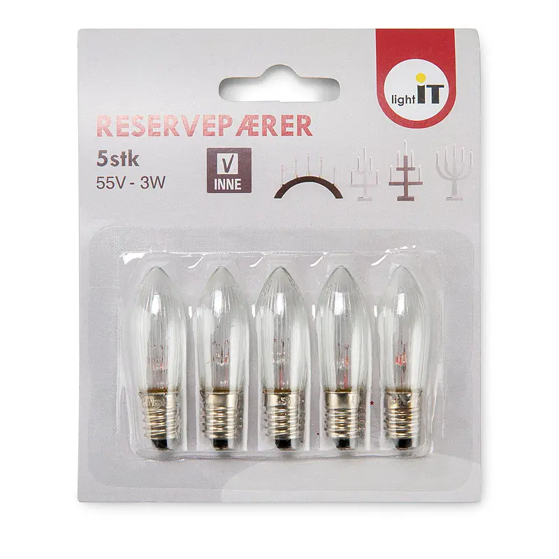 Reservepærer 55V 3W 5stk