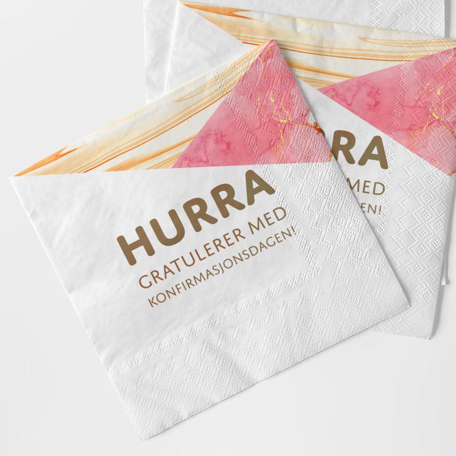 Servietter: Hurra Gratulerer (rosa)
