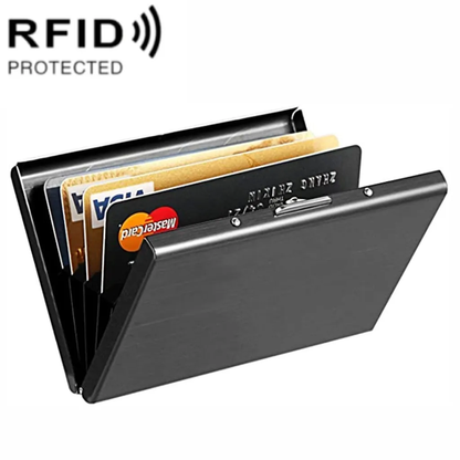 RFID-blokkerende kortholder sort – åpen med kort