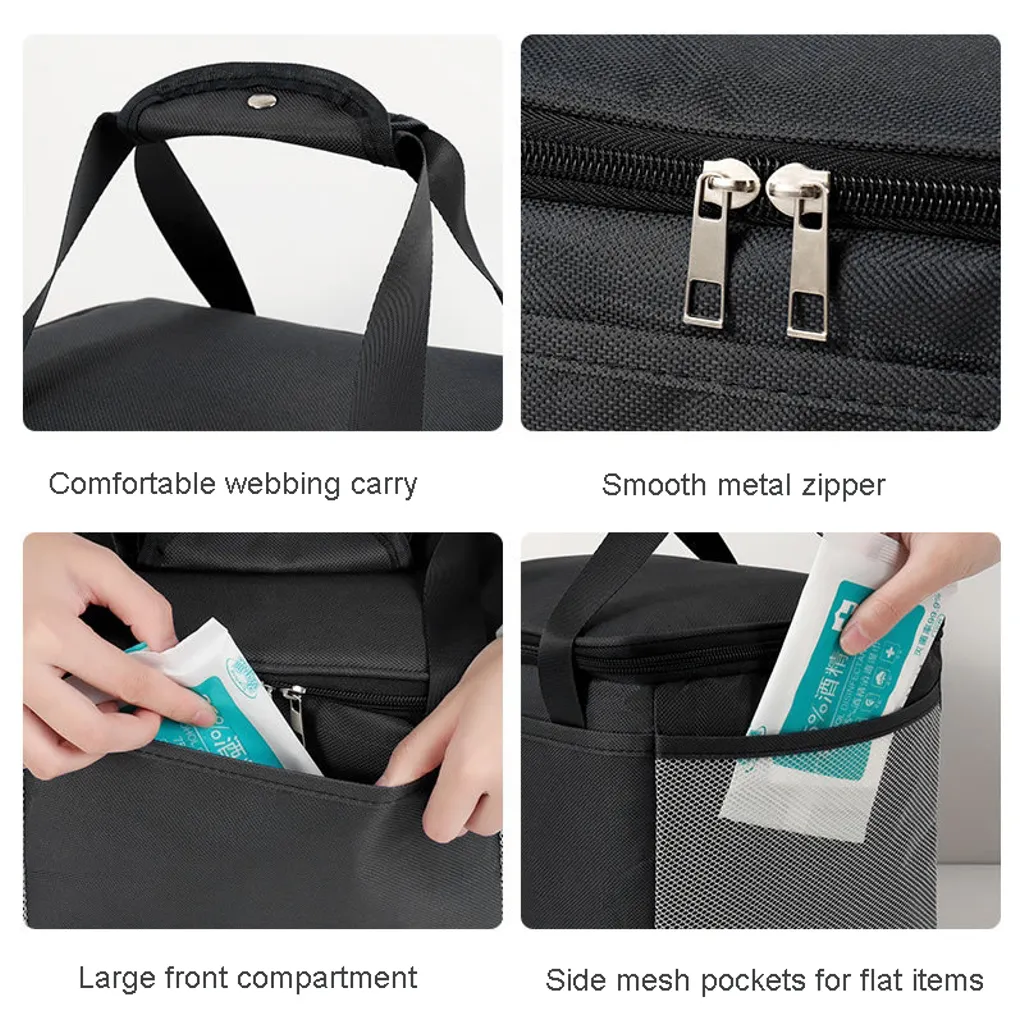 Kjølebag HC3700B detaljer – håndtak, glidelås, lommer