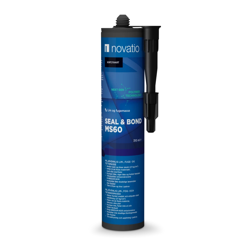 Novatio Seal & Bond MS60 310ml sort lim og fugemasse