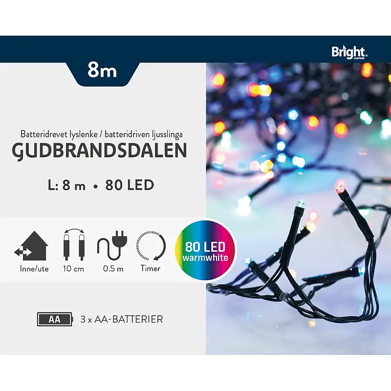 Lyslenke Multi-farget 8M - pakke